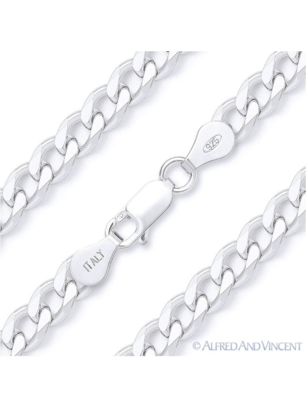 5.5mm Cuban / Curb Link Italian Chain Bracelet in Solid .925 Sterling Silver 8"